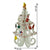 Decoratiune Craciun brad, alb , 6 cavitati cu ornamente , 12cm x 20 cm  , lemn