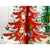 Decoratiune Craciun, Brad, Rosu/Alb, 15 cavitati cu ornamente, 25.5 cm x 33 cm, Lemn